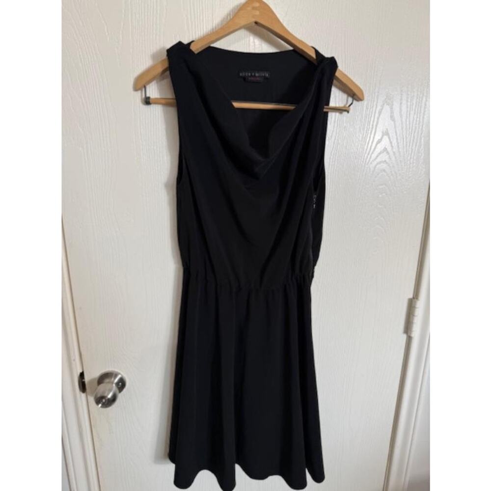 Alice + Olivia "Employed" Black Sleeveless Cowl Neck Dress S